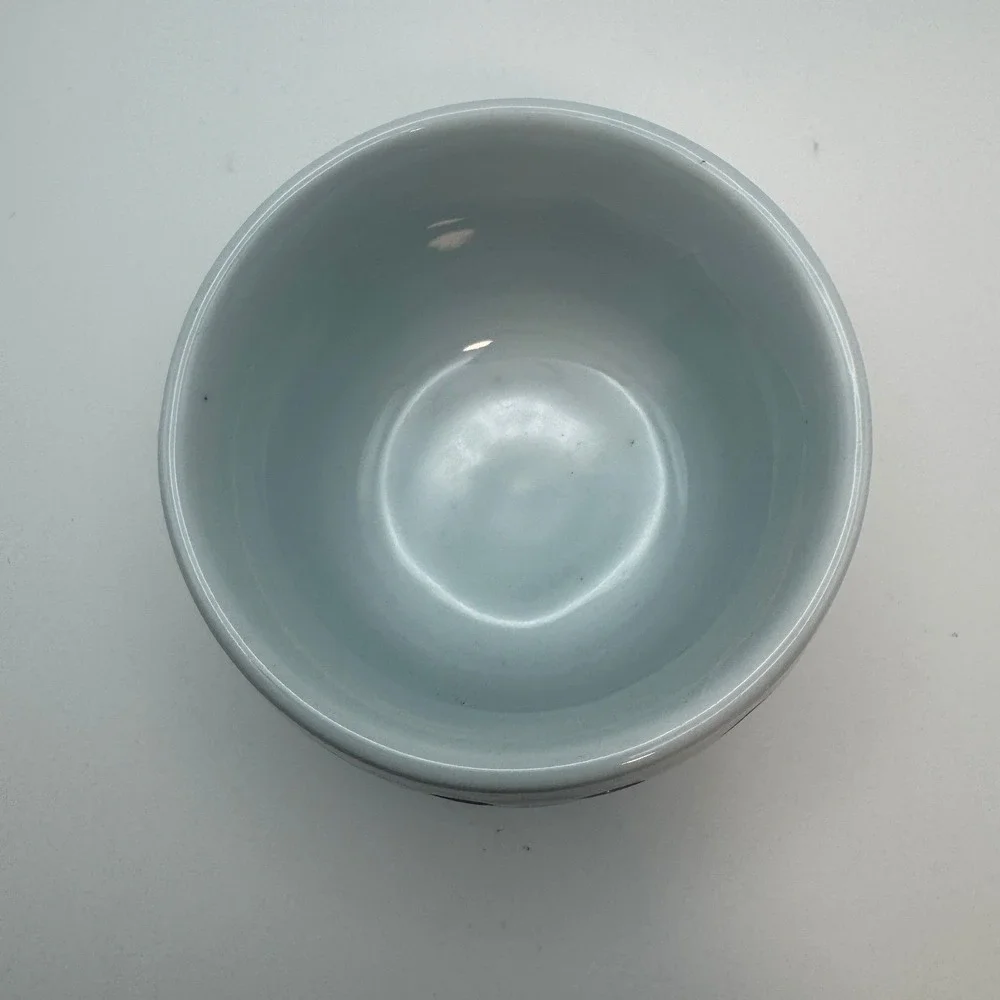 Vintage Jingdezhen Double walled Blue Celadon‎ Porcelain Lidded Bowl Saucer Set